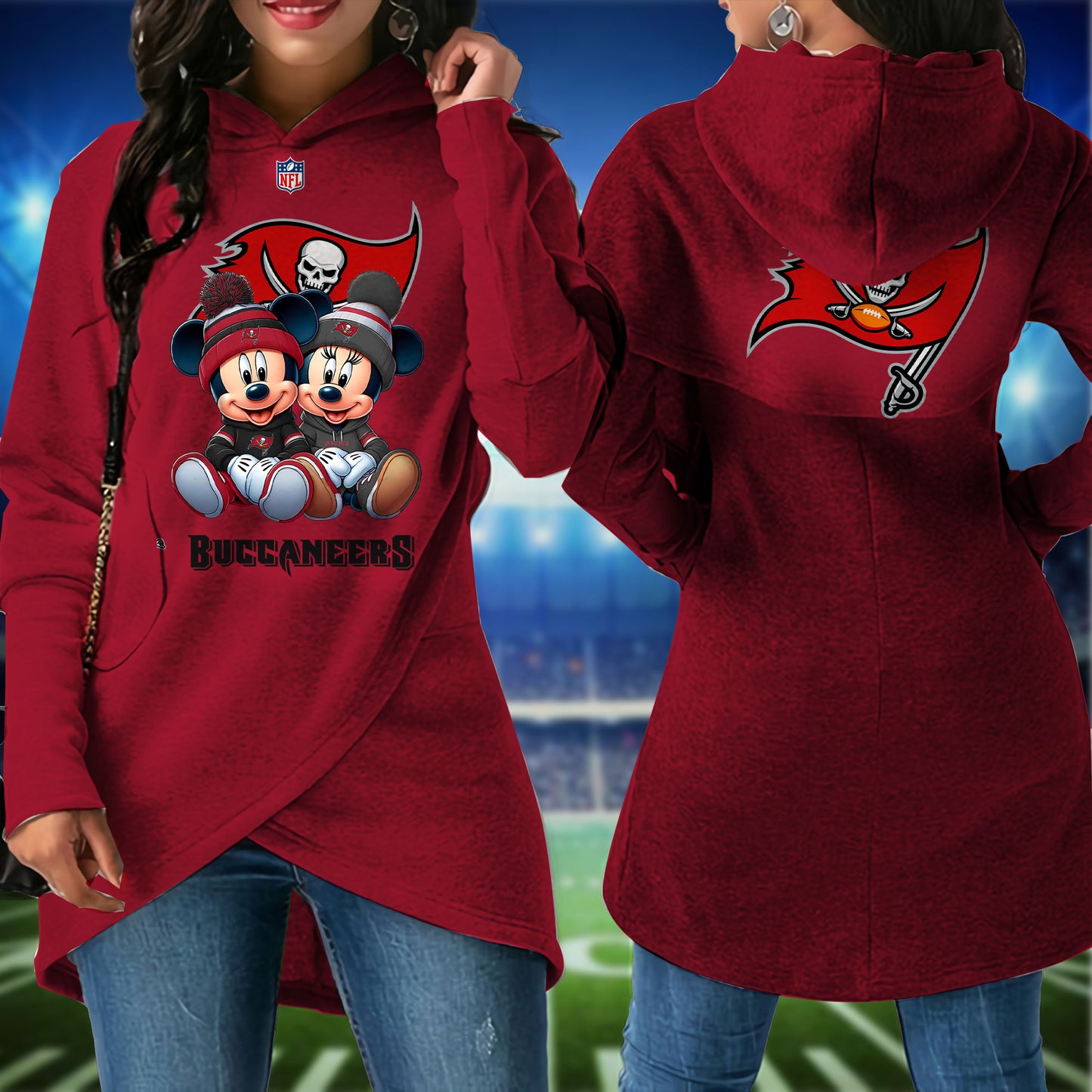 Tampa Bay Buccaneers  Mickey Limited Edition Women Irregular Hoodie AZBTWMHD000031
