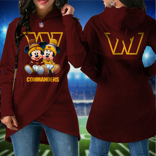 Washington Commanders  Mickey Limited Edition Women Irregular Hoodie AZBTWMHD000001