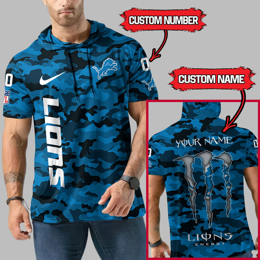 Detroit Lions Personalized Camo Short Sleeve Hoodie AZBTSSHD000061