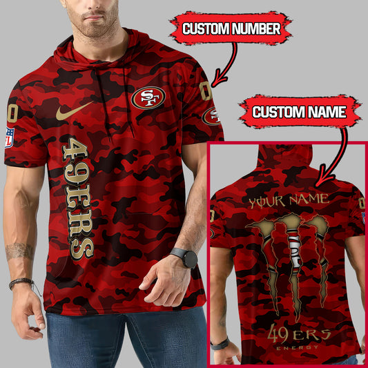 San Francisco 49ers Personalized Camo Short Sleeve Hoodie AZBTSSHD000039