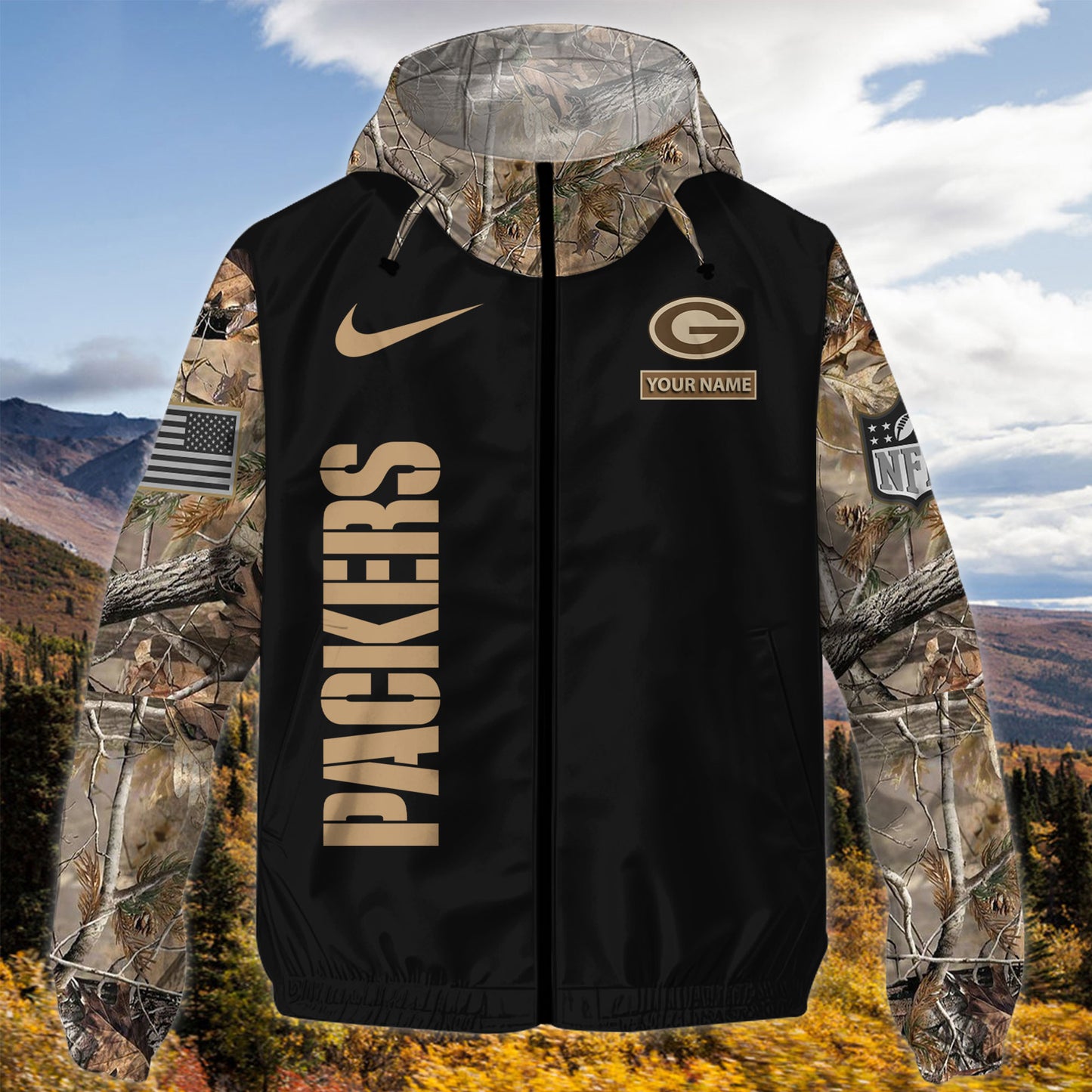 Green Bay Packers Personalized Hunting Outdoor Jacket AZBTOJ000122