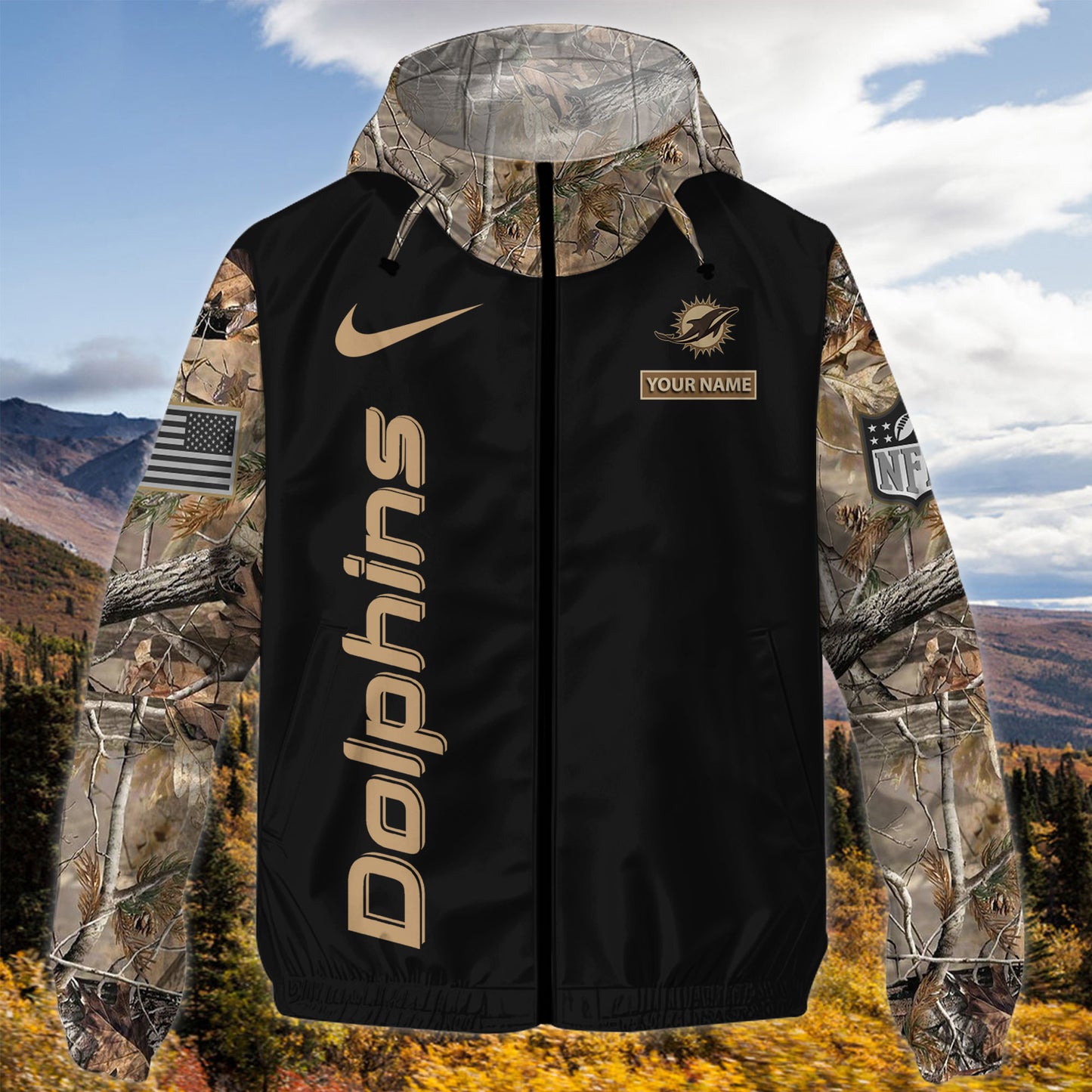 Miami Dolphins Personalized Hunting Outdoor Jacket  AZBTOJ000097