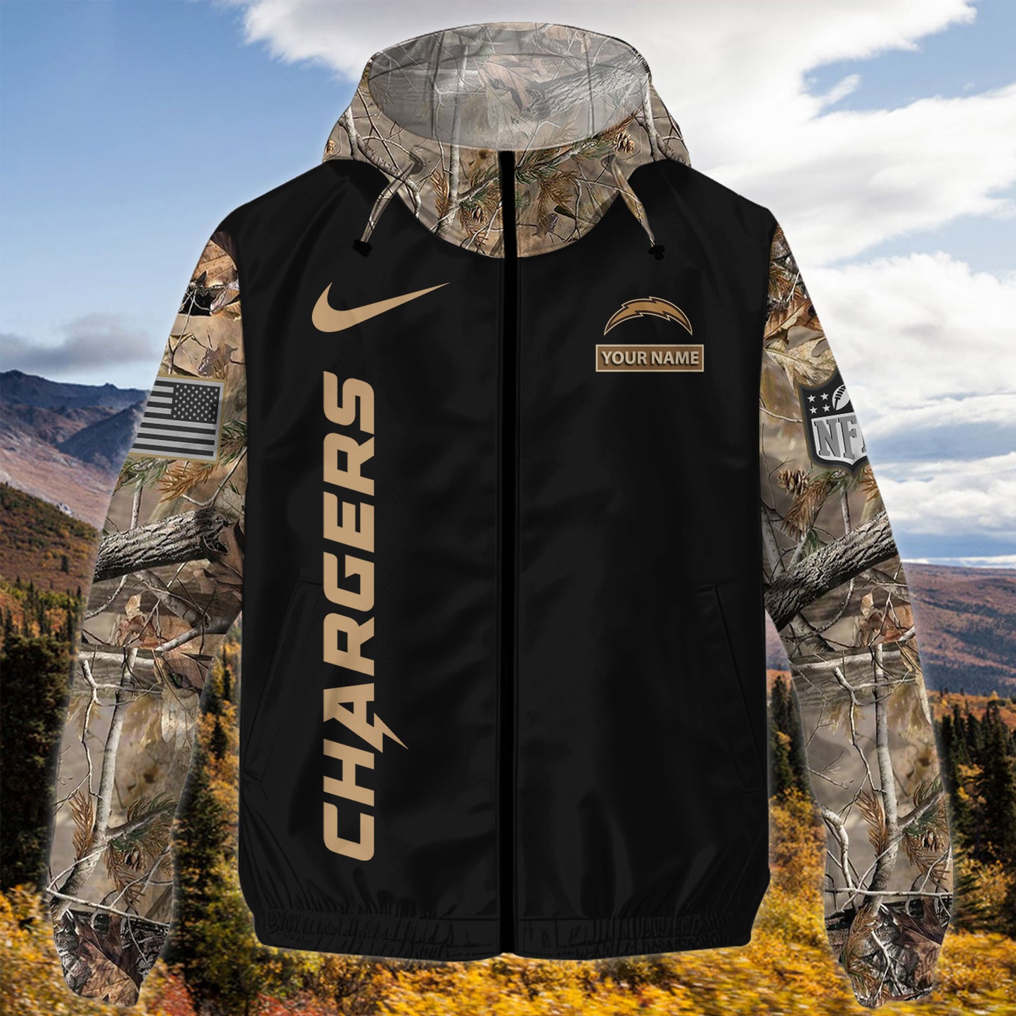 Los Angeles Chargers Personalized Hunting Outdoor Jacket AZBTOJ000107