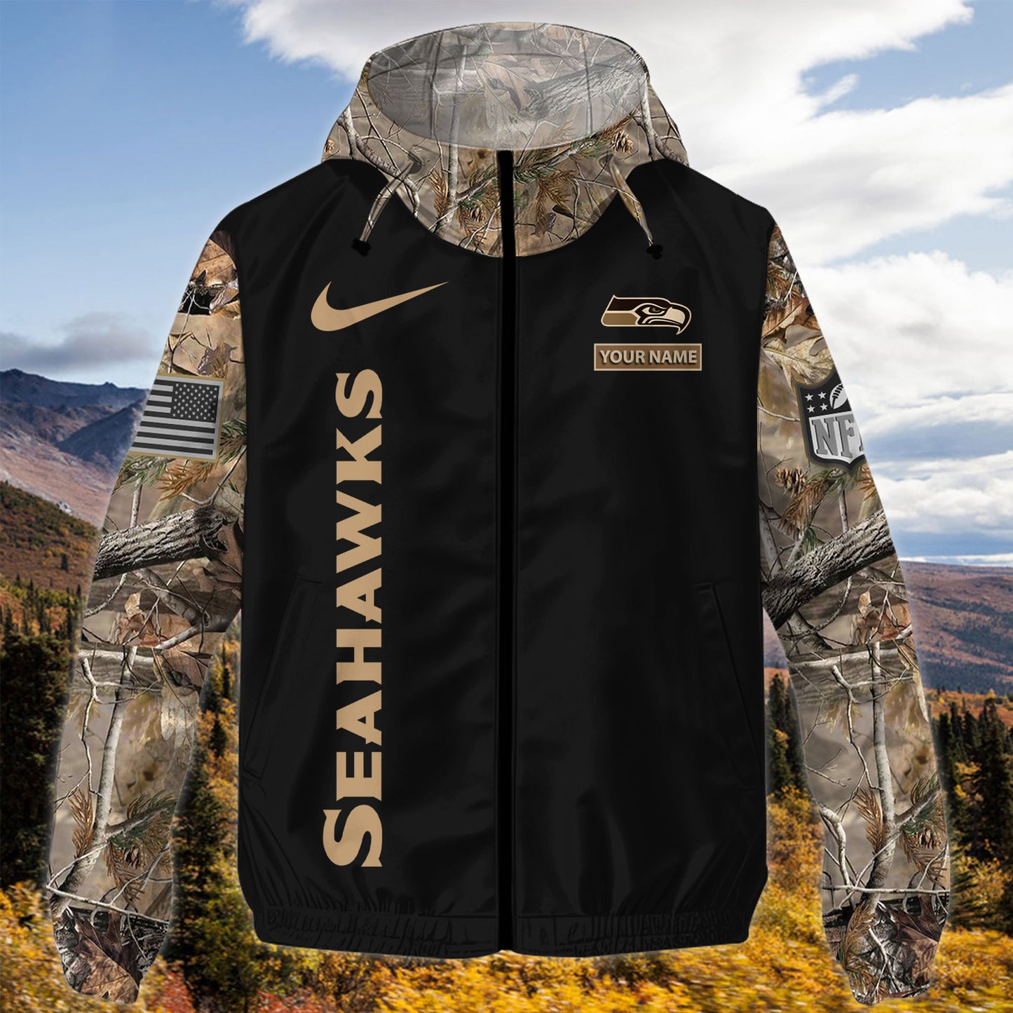 Seattle Seahawks Personalized Hunting Outdoor Jacket  AZBTOJ000109