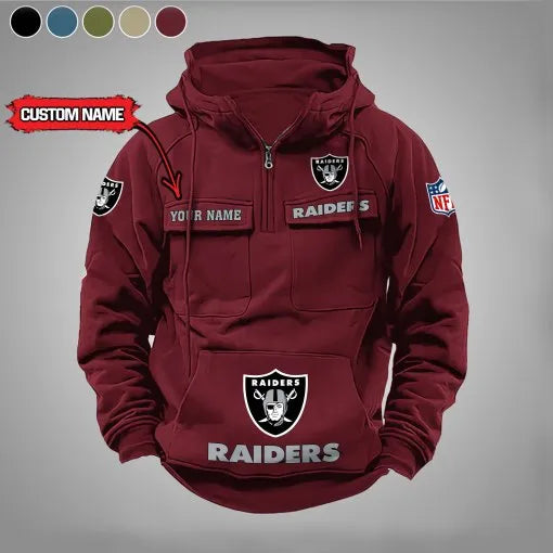 Las Vegas Raiders New Personalized Multi-Pockets Zip Hoodie AZBTMZHD000032