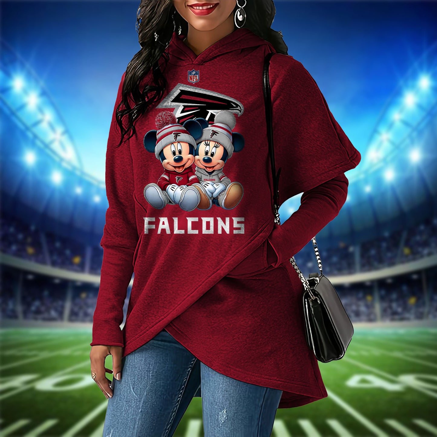 Atlanta Falcons  Mickey Limited Edition Women Irregular Hoodie AZBTWMHD000013
