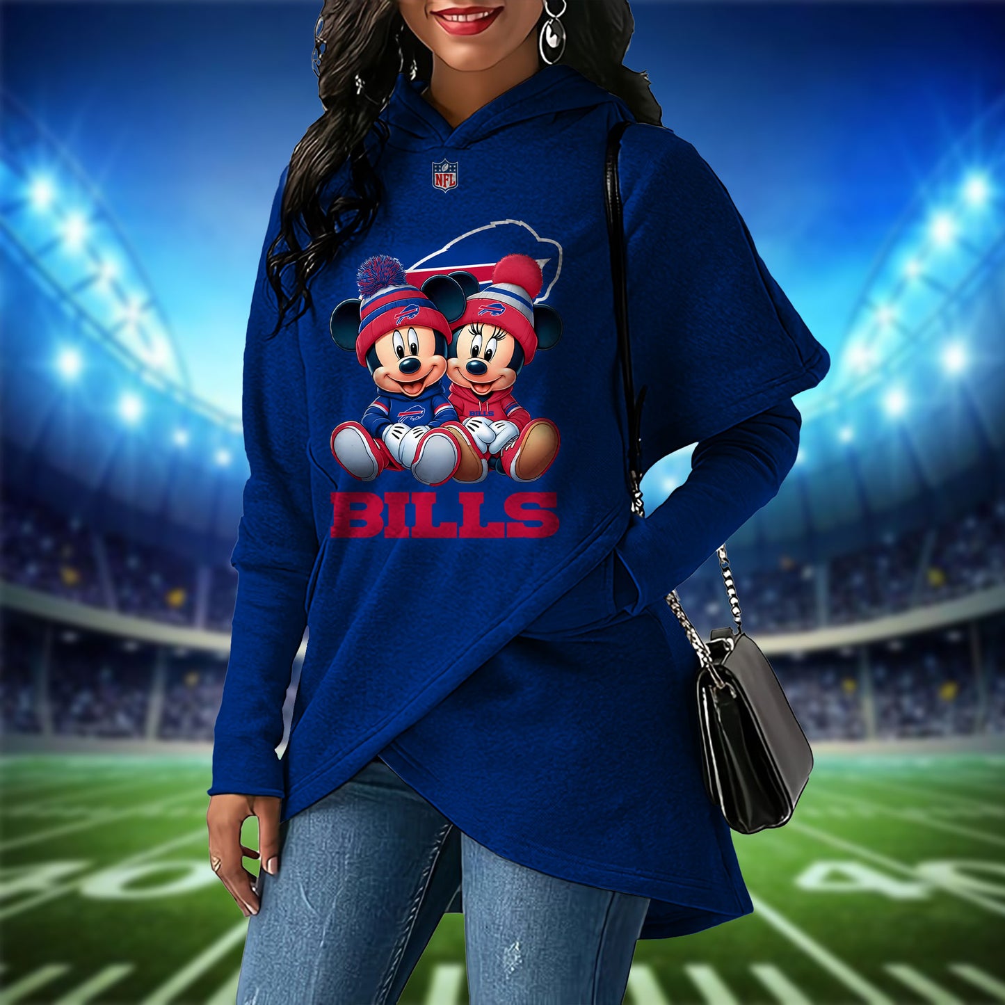 Buffalo Bills  Mickey Limited Edition Women Irregular Hoodie AZBTWMHD000015