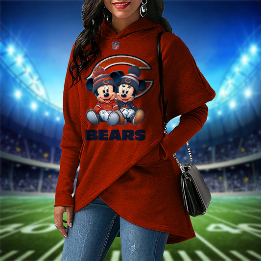 Chicago Bears  Mickey Limited Edition Women Irregular Hoodie AZBTWMHD000017