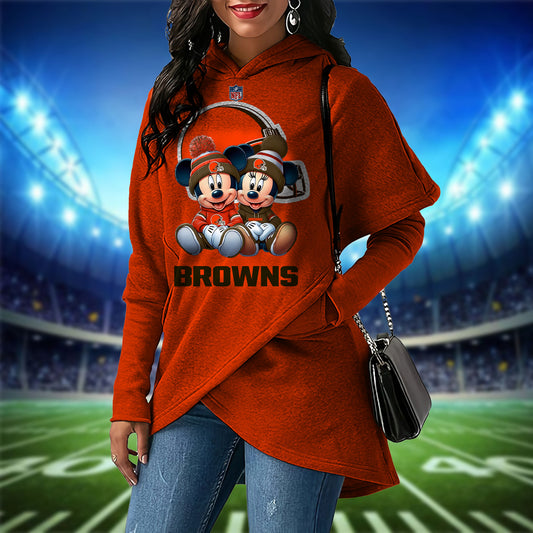Cleveland Browns  Mickey Limited Edition Women Irregular Hoodie AZBTWMHD000019