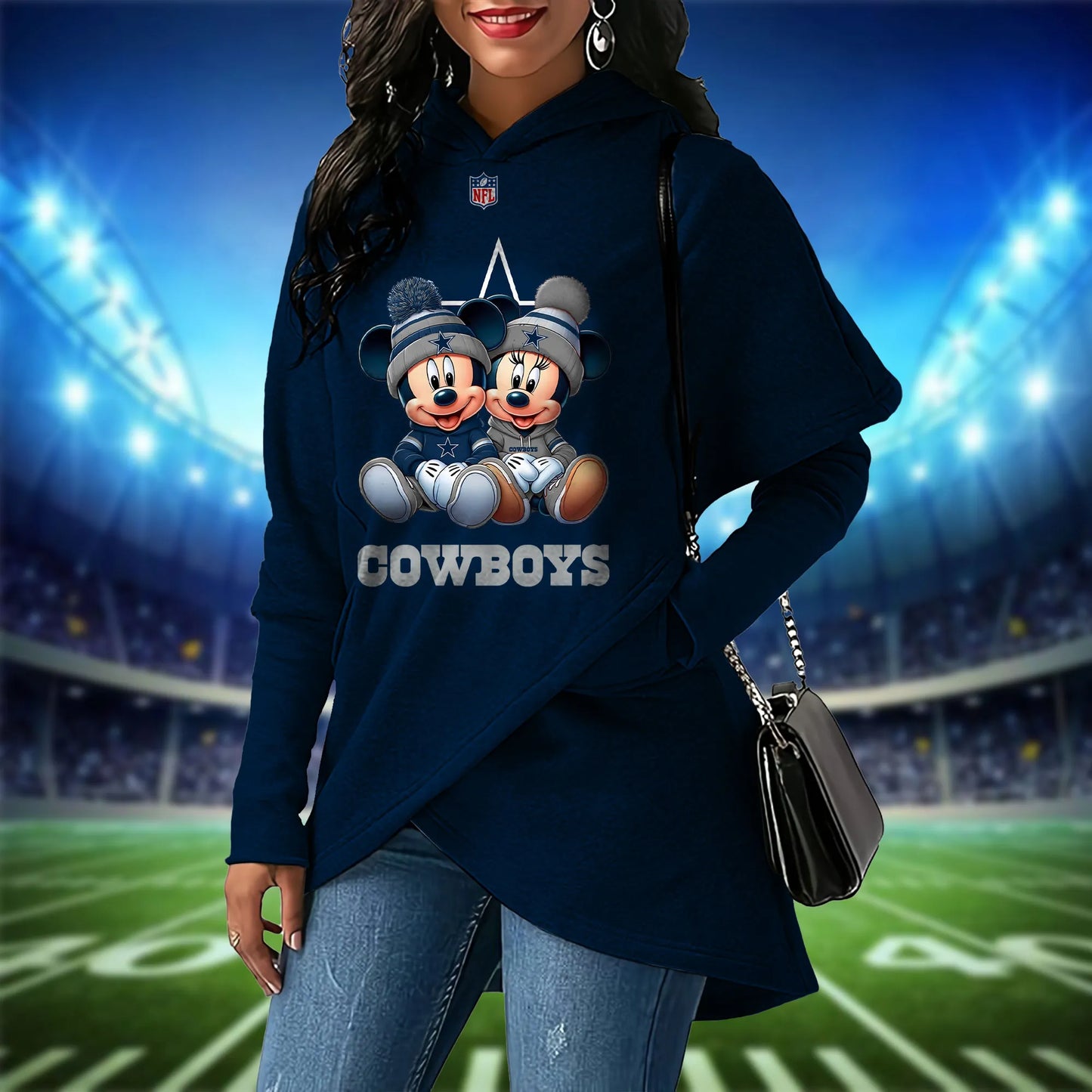 Dallas Cowboys  Mickey Limited Edition Women Irregular Hoodie AZBTWMHD000020