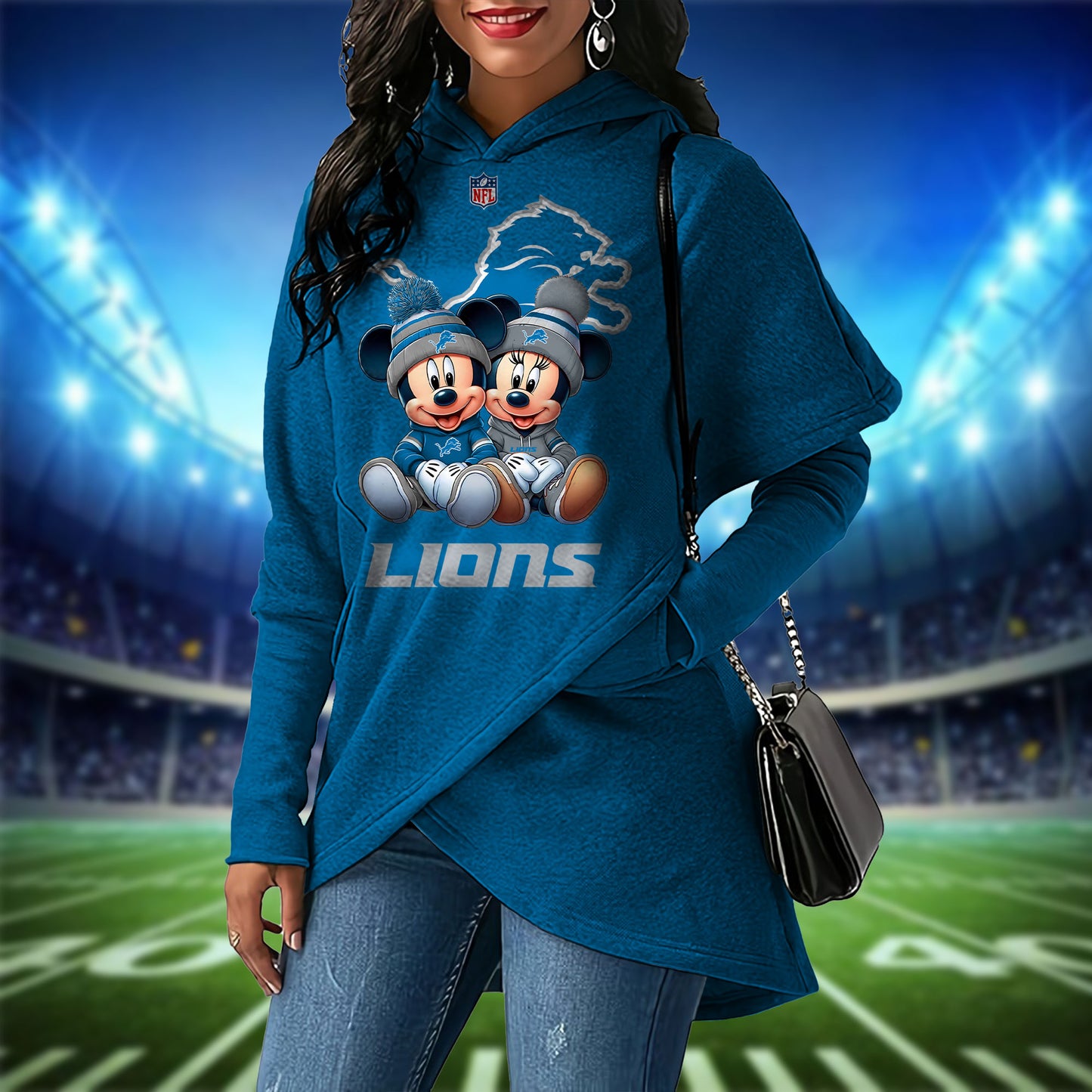 Detroit Lions  Mickey Limited Edition Women Irregular Hoodie AZBTWMHD000022