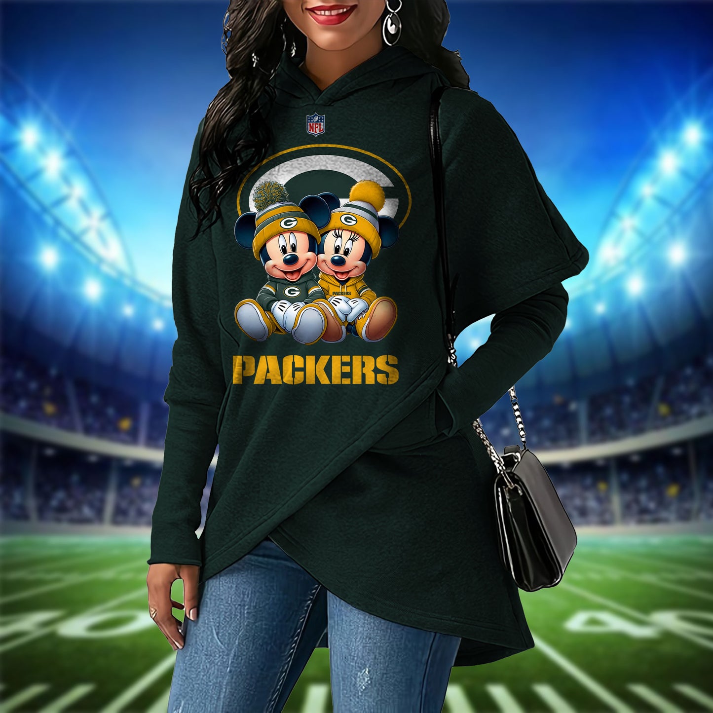 Green Bay Packers  Mickey Limited Edition Women Irregular Hoodie AZBTWMHD000023