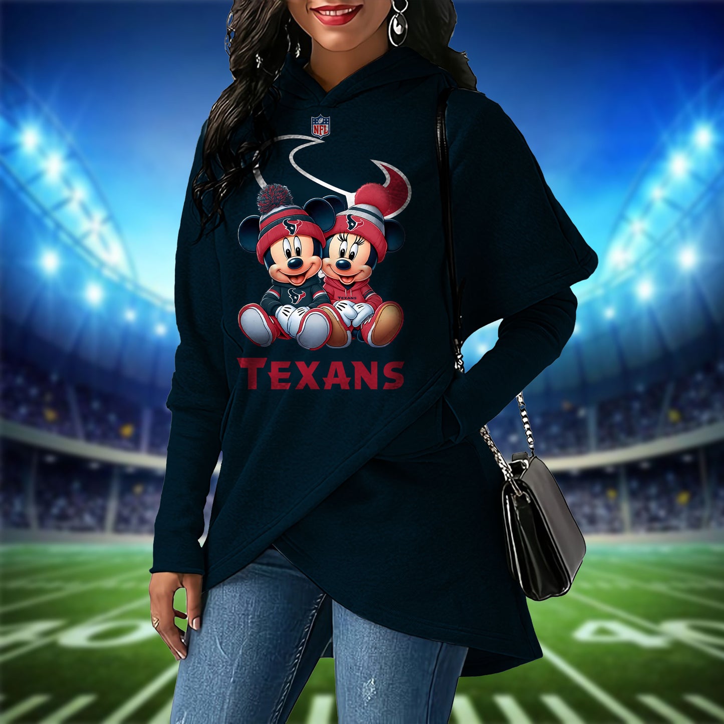 Houston Texans  Mickey Limited Edition Women Irregular Hoodie AZBTWMHD000024