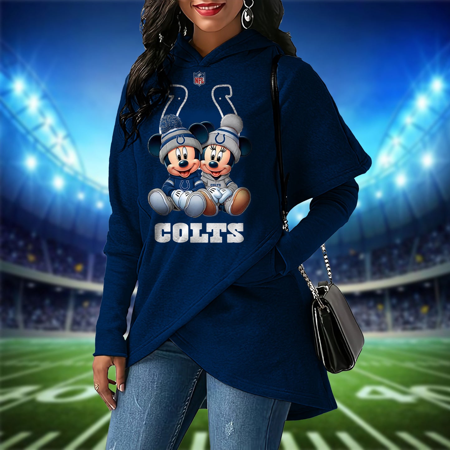 Indianapolis Colts  Mickey Limited Edition Women Irregular Hoodie AZBTWMHD000025