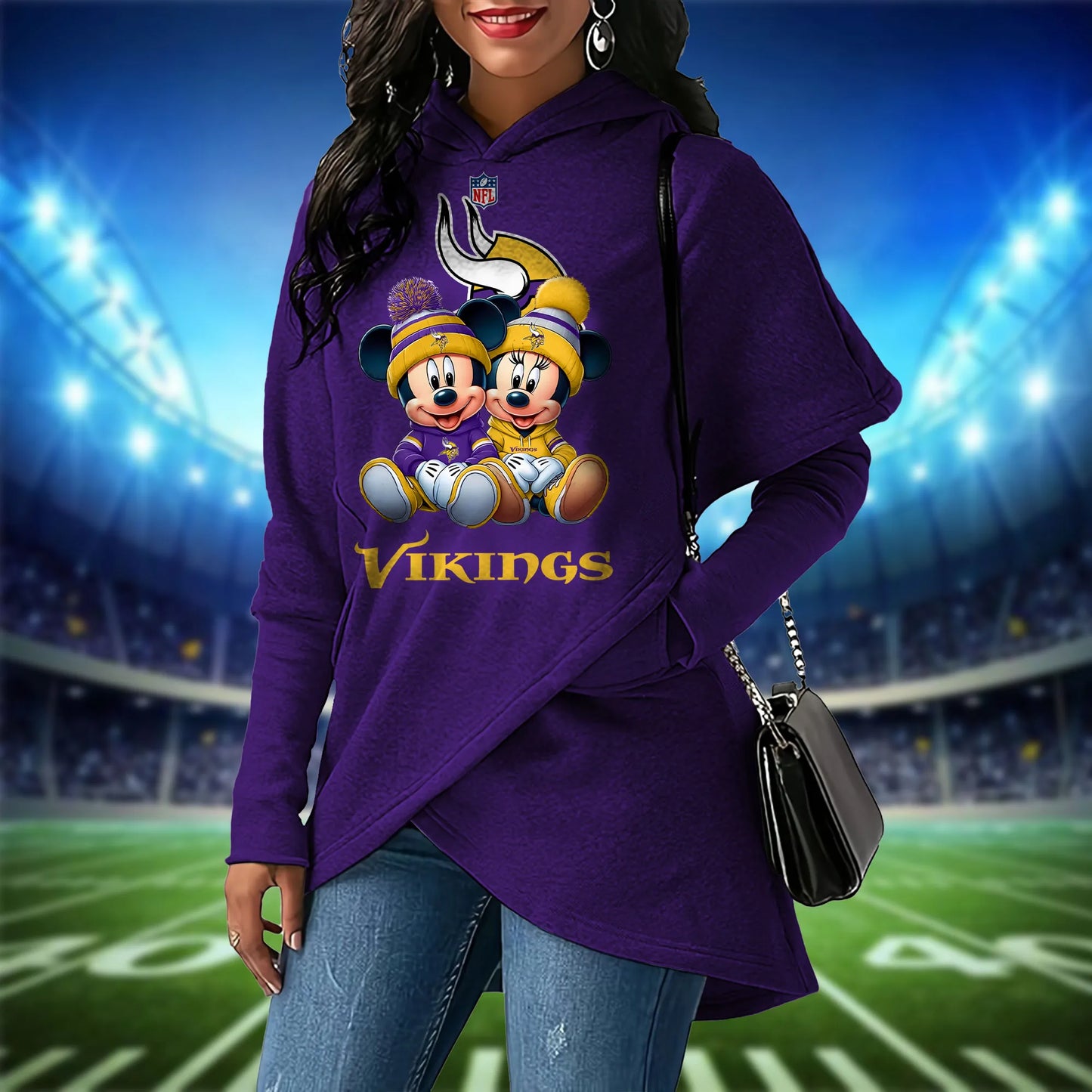 Minnesota Vikings  Mickey Limited Edition Women Irregular Hoodie AZBTWMHD000003