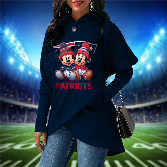 New England Patriots  Mickey Limited Edition Women Irregular Hoodie AZBTWMHD000004