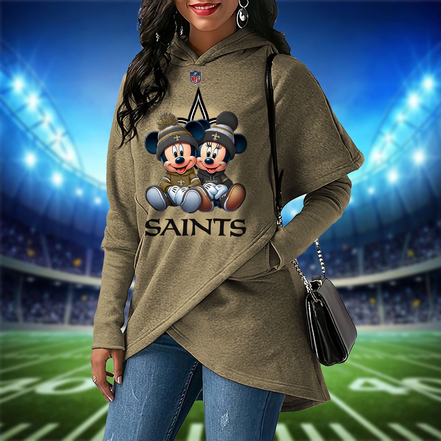New Orleans Saints  Mickey Limited Edition Women Irregular Hoodie AZBTWMHD000005