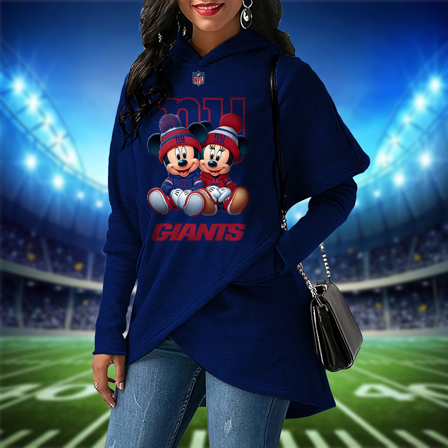 New York Giants  Mickey Limited Edition Women Irregular Hoodie AZBTWMHD000006