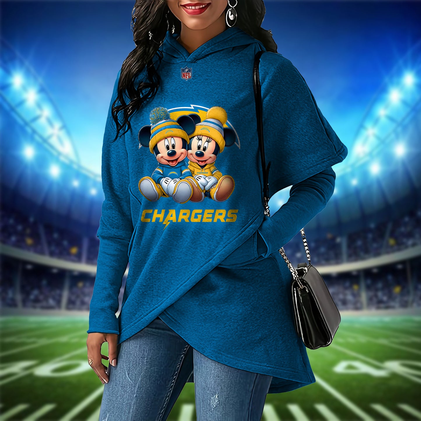 Los Angeles Chargers  Mickey Limited Edition Women Irregular Hoodie AZBTWMHD000028
