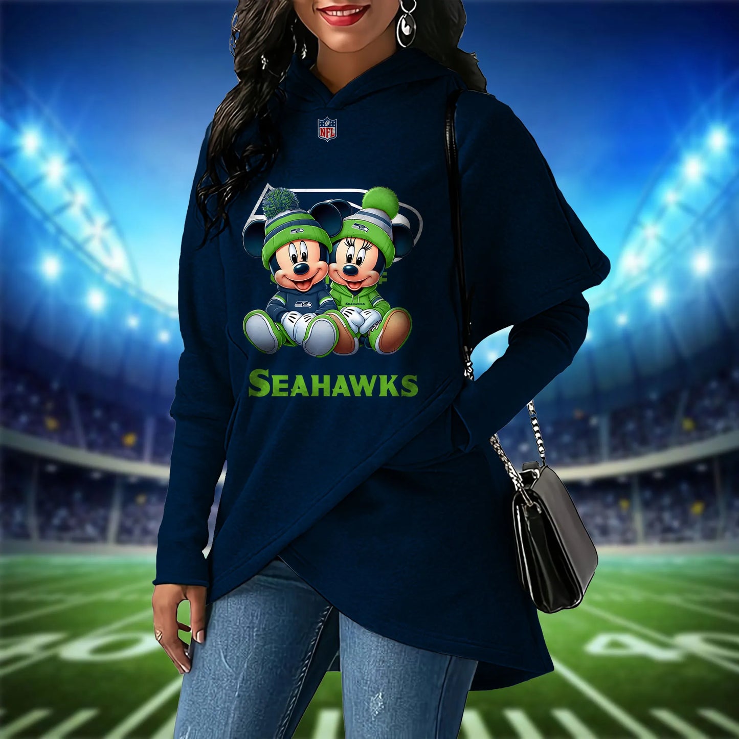 Seattle Seahawks  Mickey Limited Edition Women Irregular Hoodie AZBTWMHD000030