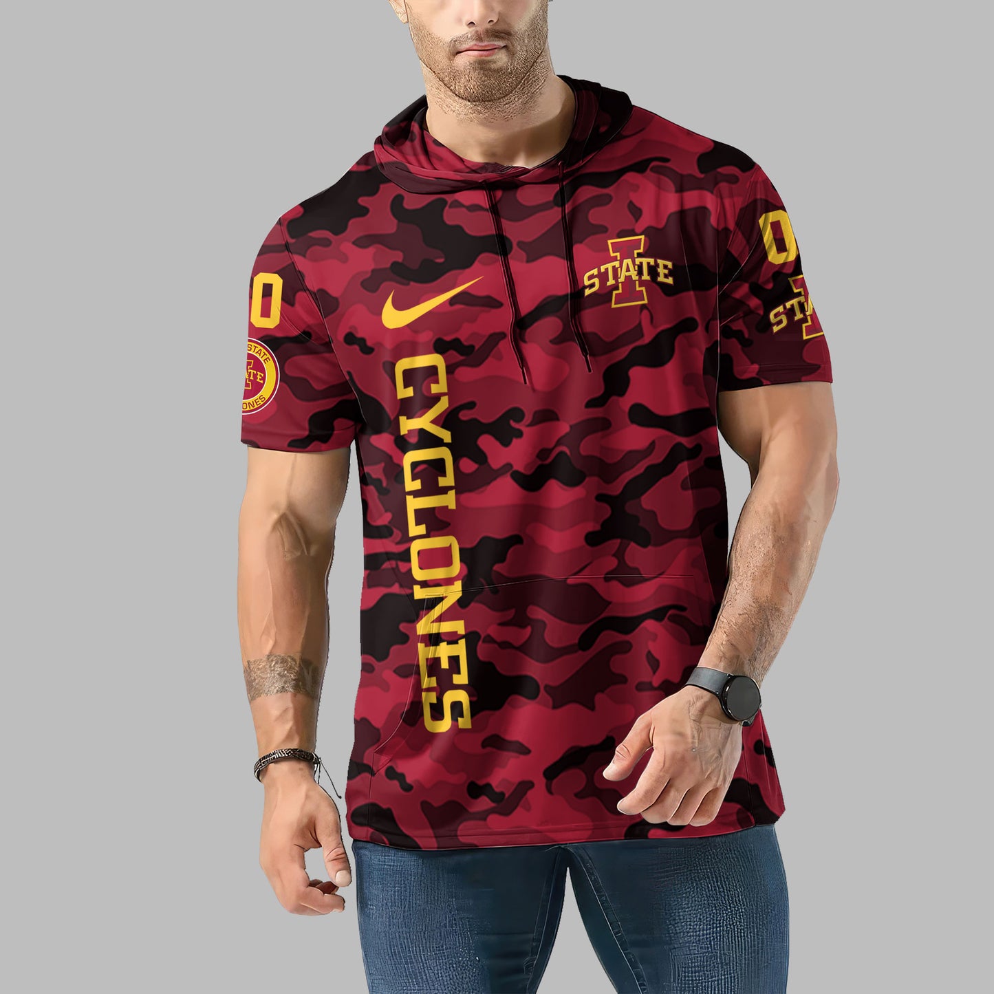 Iowa State Cyclones Personalized Camo Short Sleeve Hoodie AZBTSSHD000021