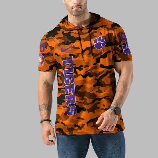 Clemson Tigers Personalized Camo Short Sleeve Hoodie AZBTSSHD000037