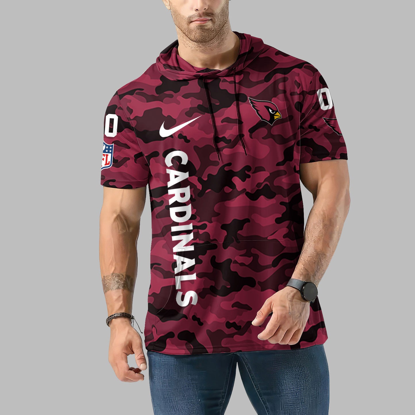 Arizona Cardinals Personalized Camo Short Sleeve Hoodie AZBTSSHD000065