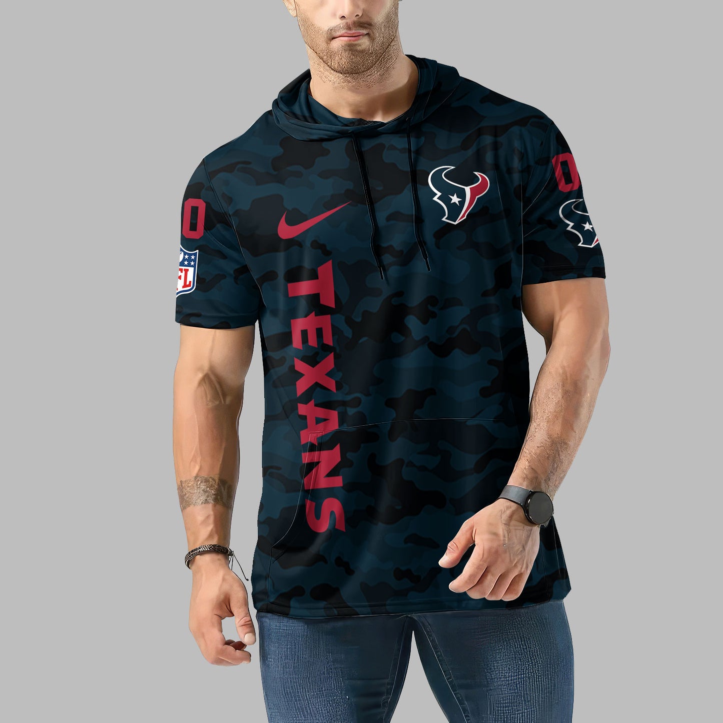 Houston Texans Personalized Camo Short Sleeve Hoodie AZBTSSHD000063