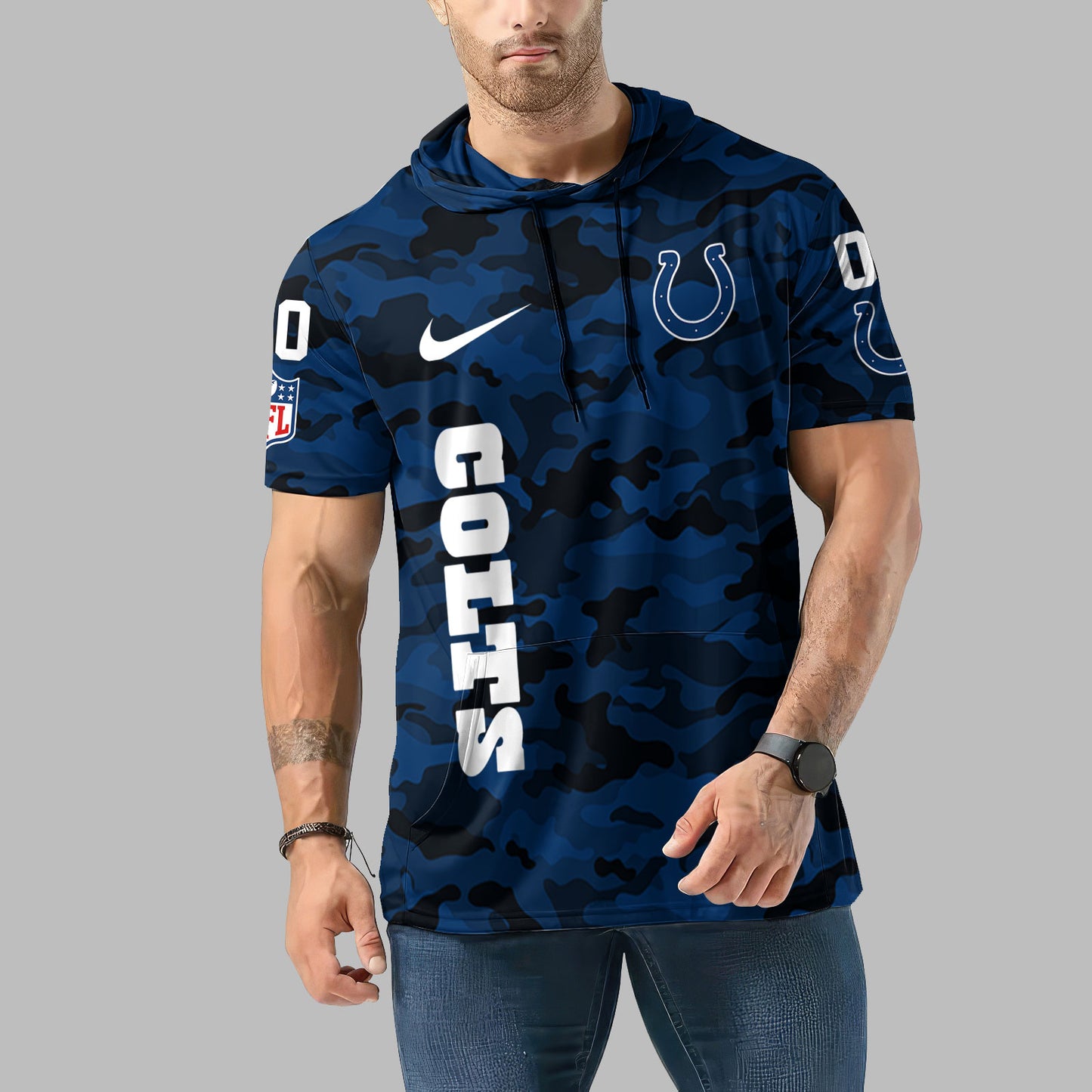 Indianapolis Colts Personalized Camo Short Sleeve Hoodie AZBTSSHD000064