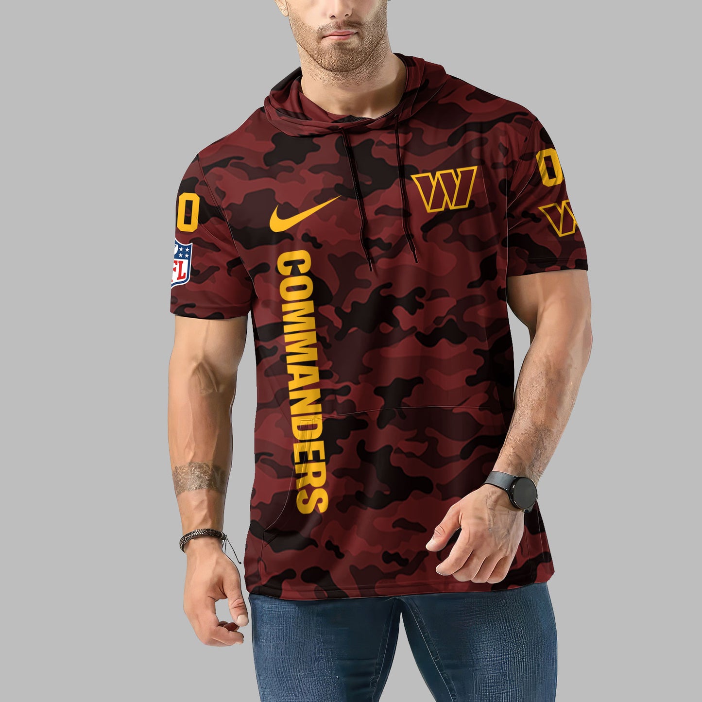 Washington Commanders Personalized Camo Short Sleeve Hoodie AZBTSSHD000043