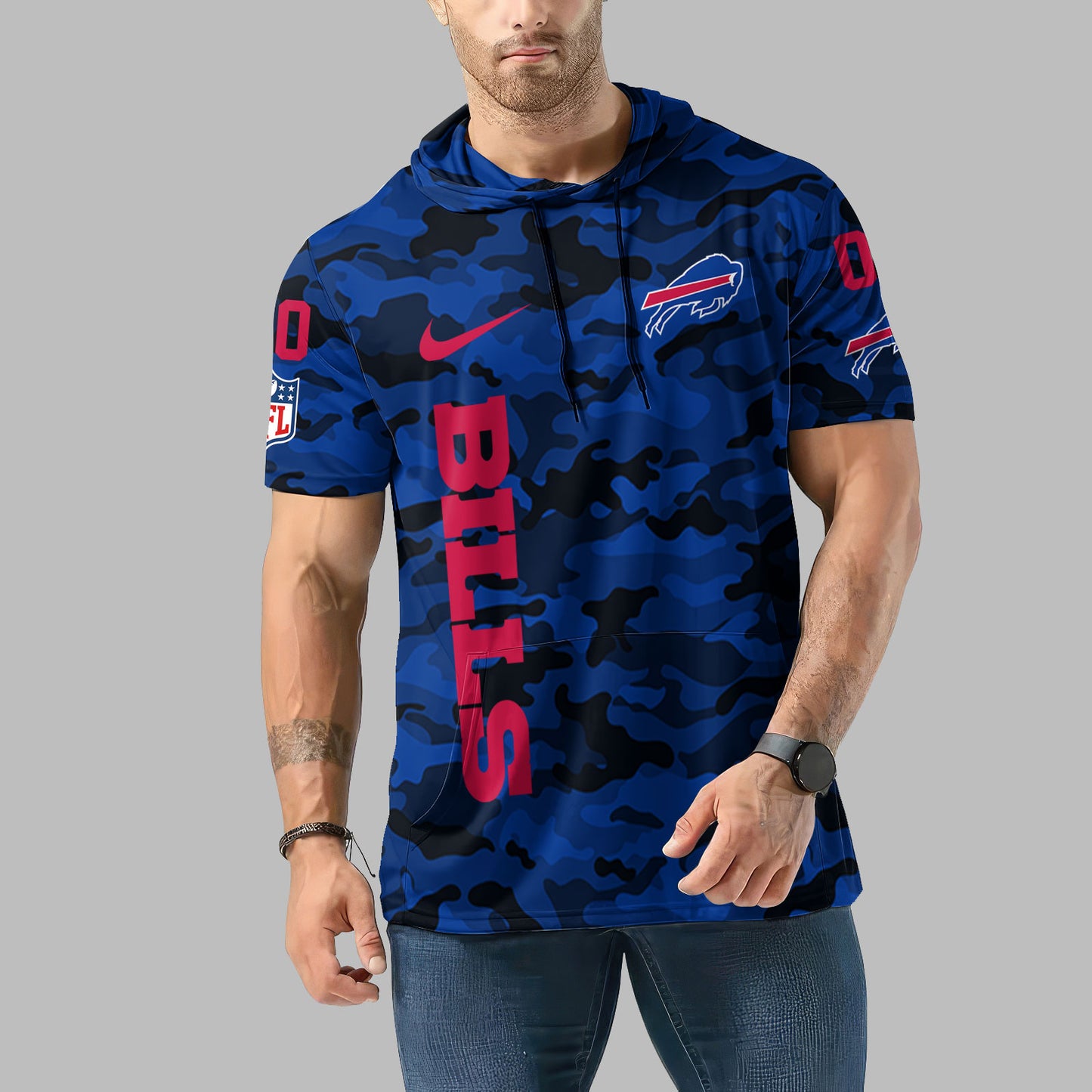 Buffalo Bills Personalized Camo Short Sleeve Hoodie AZBTSSHD000068