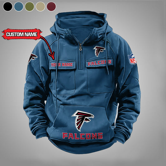 Atlanta Falcons  New Personalized Multi-Pockets Zip Hoodie AZBTMZHD000025