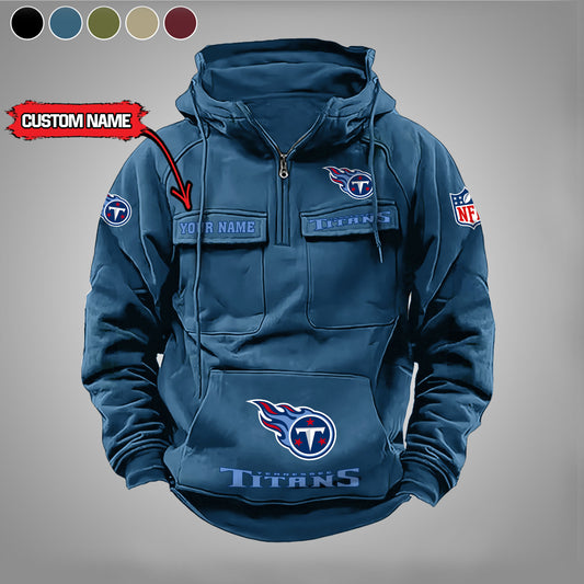 Tennessee Titans  New Personalized Multi-Pockets Zip Hoodie AZBTMZHD000007
