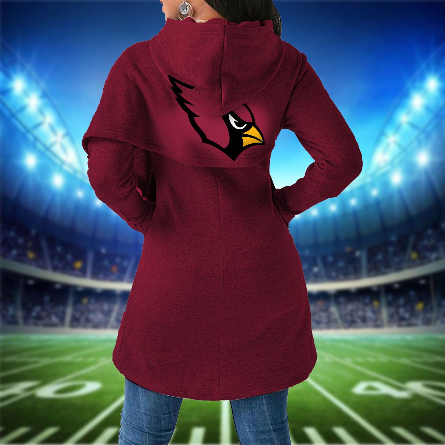 Arizona Cardinals  Mickey Limited Edition Women Irregular Hoodie AZBTWMHD000012
