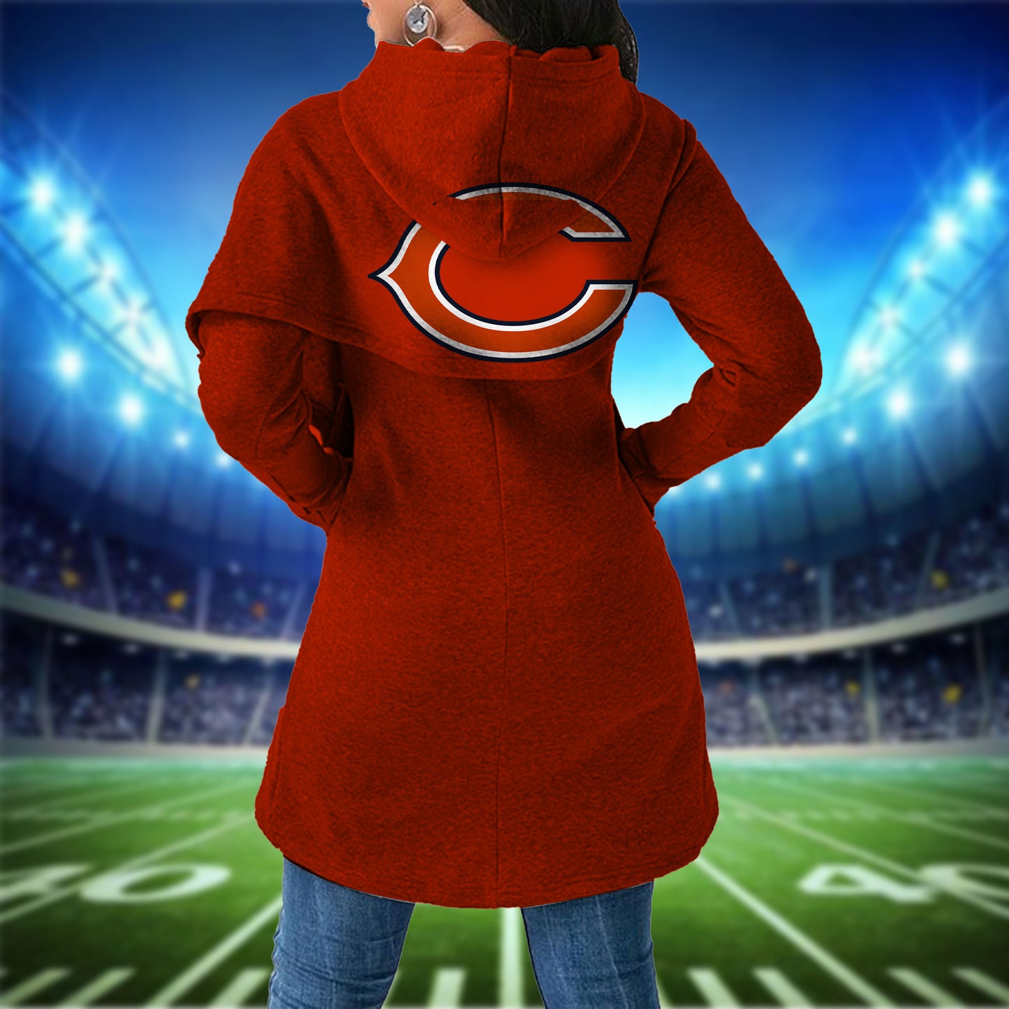 Chicago Bears  Mickey Limited Edition Women Irregular Hoodie AZBTWMHD000017