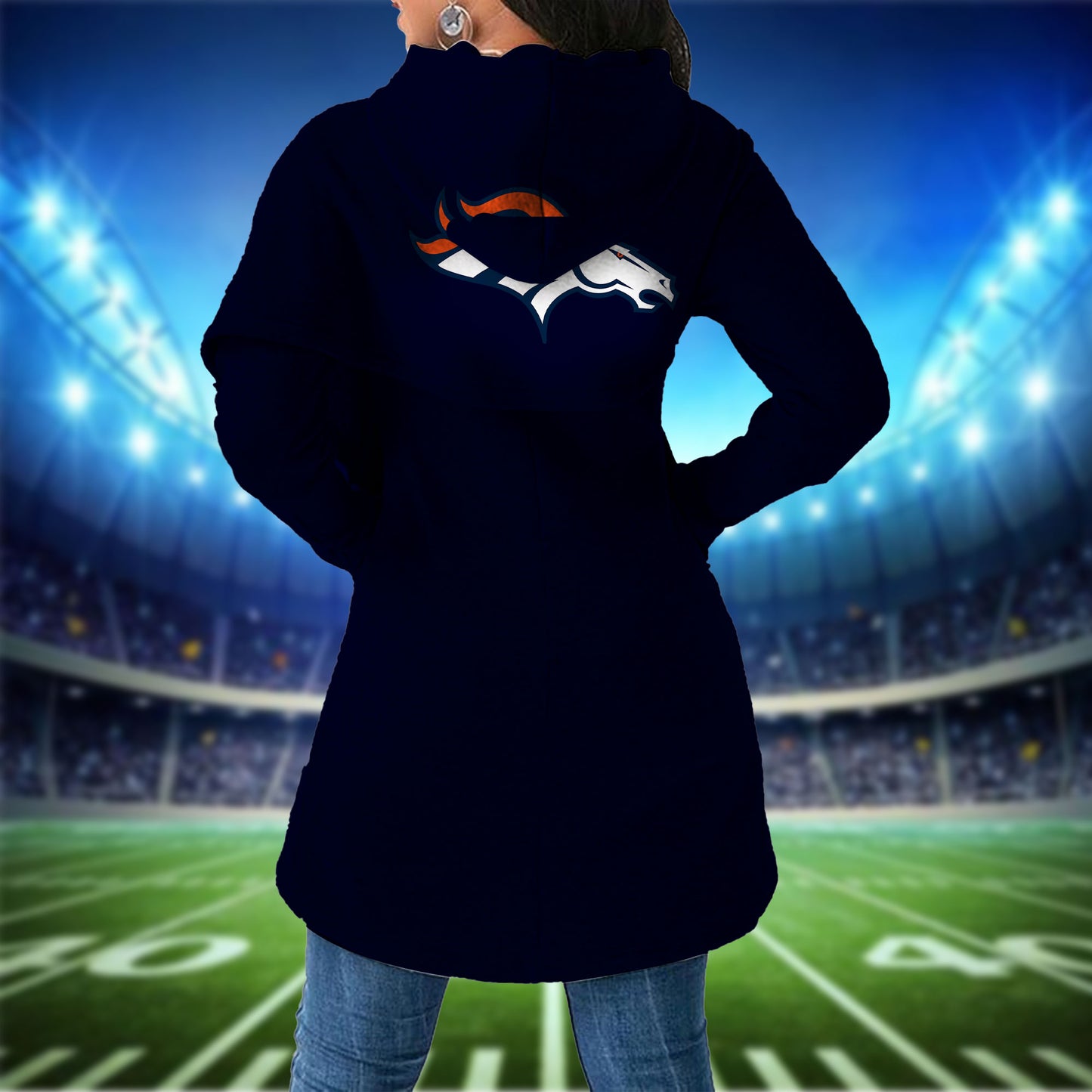 Denver Broncos  Mickey Limited Edition Women Irregular Hoodie AZBTWMHD000021