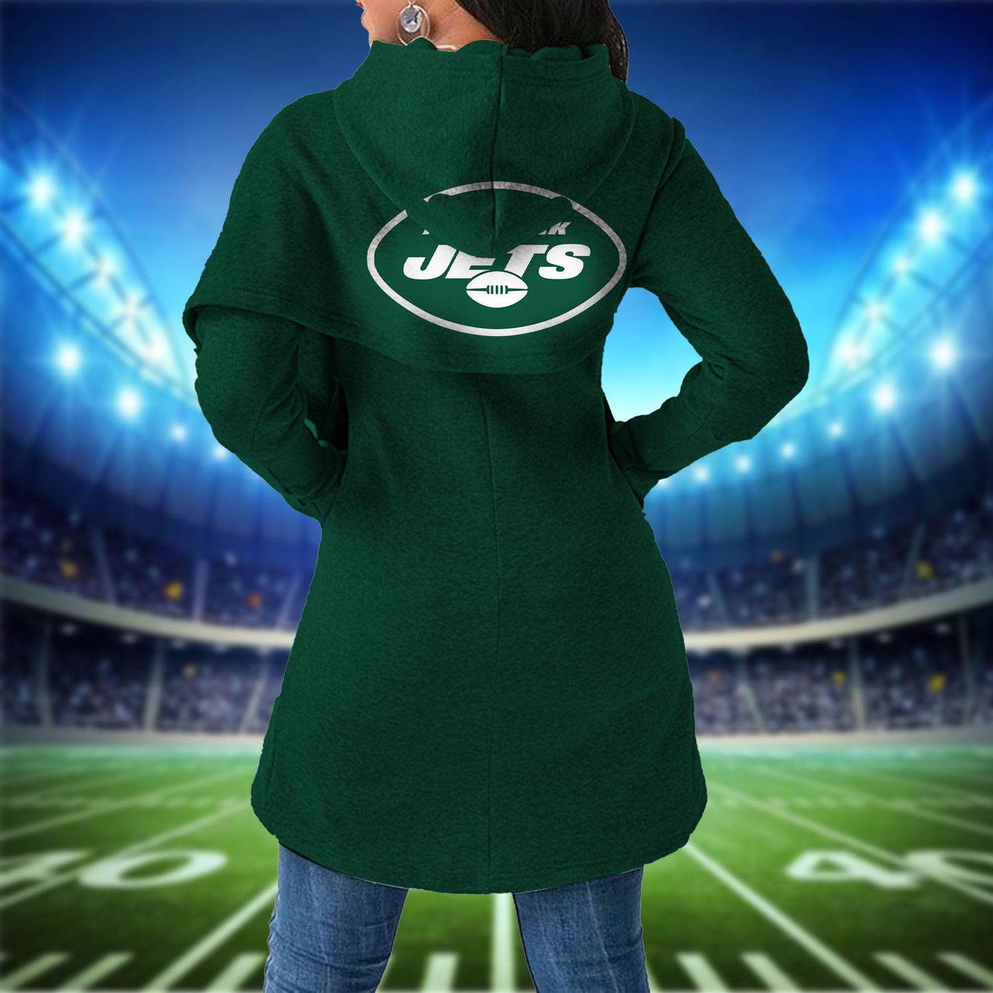 New York Jets  Mickey Limited Edition Women Irregular Hoodie AZBTWMHD000007