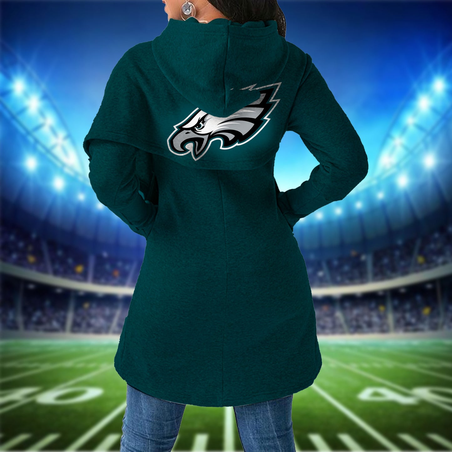 Philadelphia Eagles  Mickey Limited Edition Women Irregular Hoodie AZBTWMHD000009