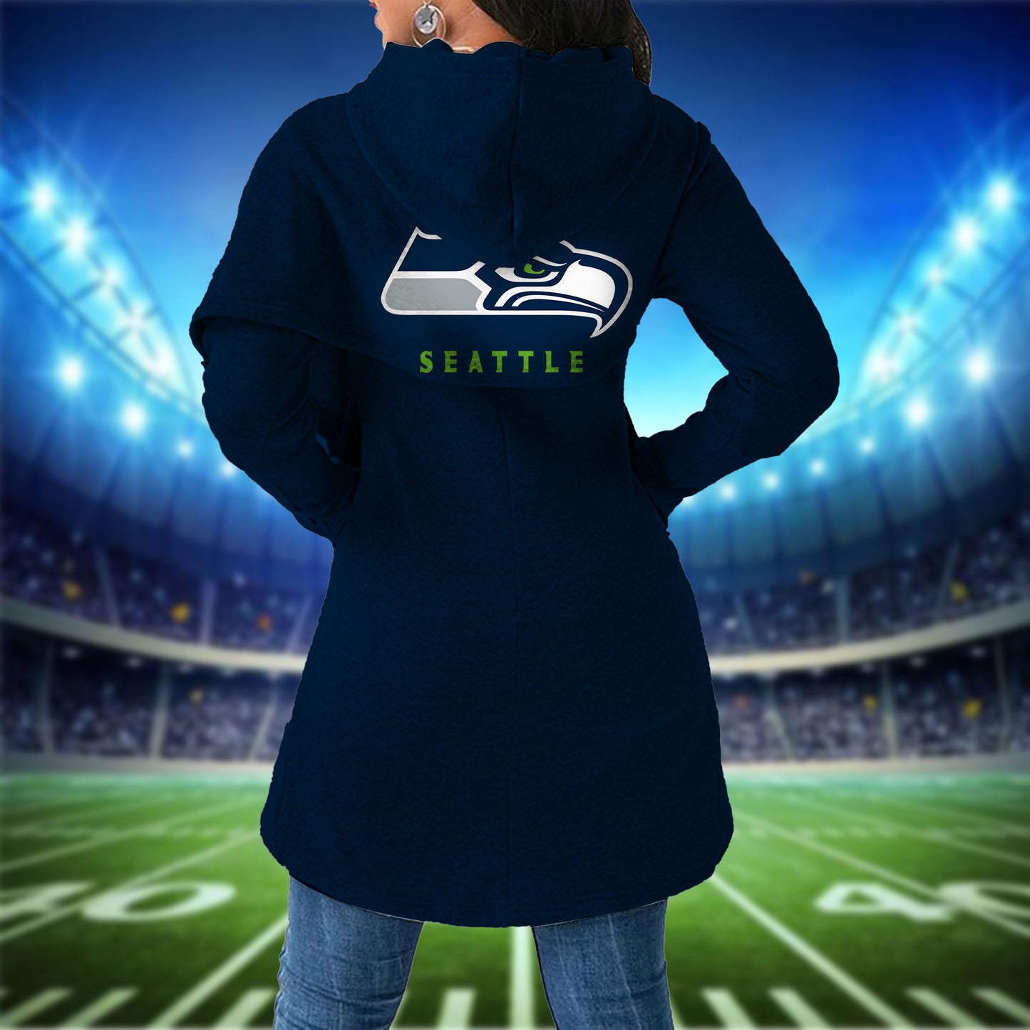 Seattle Seahawks  Mickey Limited Edition Women Irregular Hoodie AZBTWMHD000030