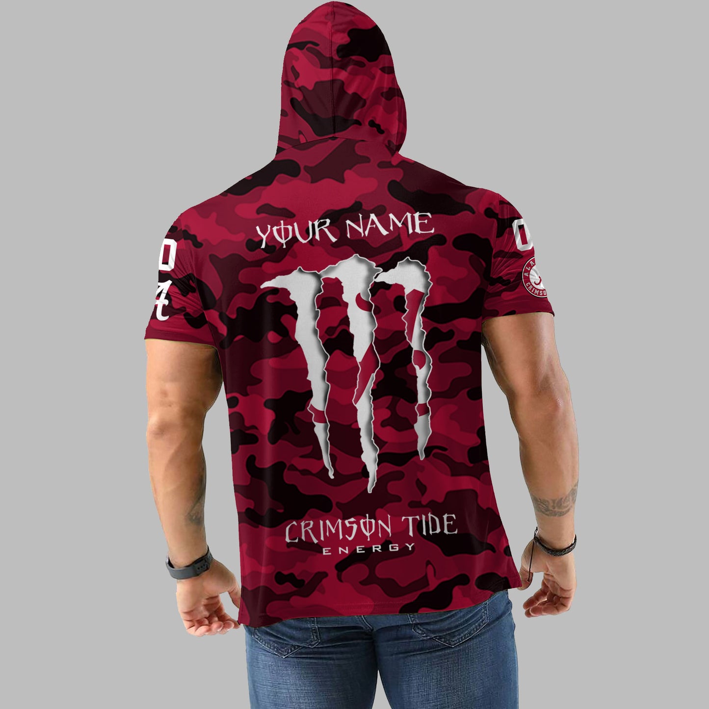 Alabama Crimson Tide Personalized Camo Short Sleeve Hoodie AZBTSSHD000033