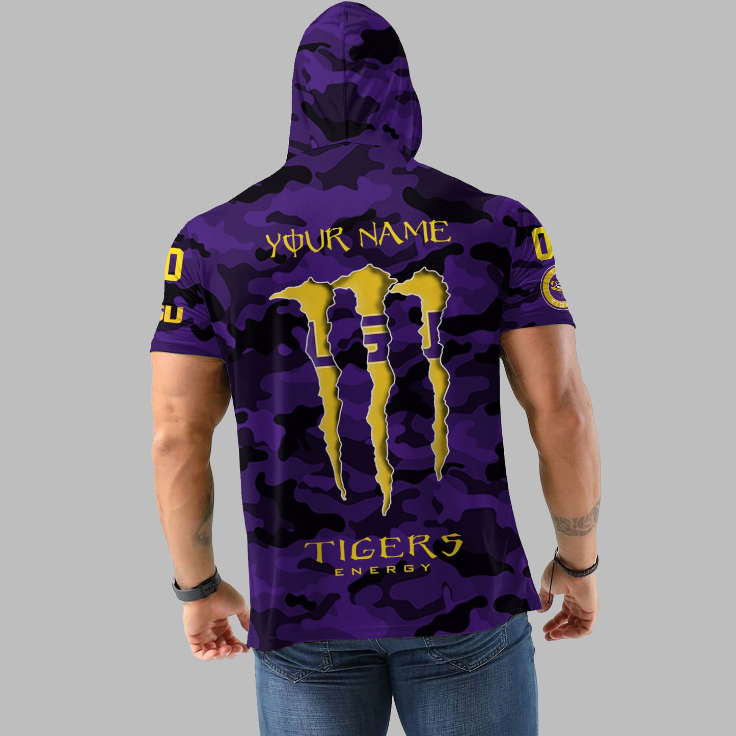 LSU Tigers Personalized Camo Short Sleeve Hoodie AZBTSSHD000023