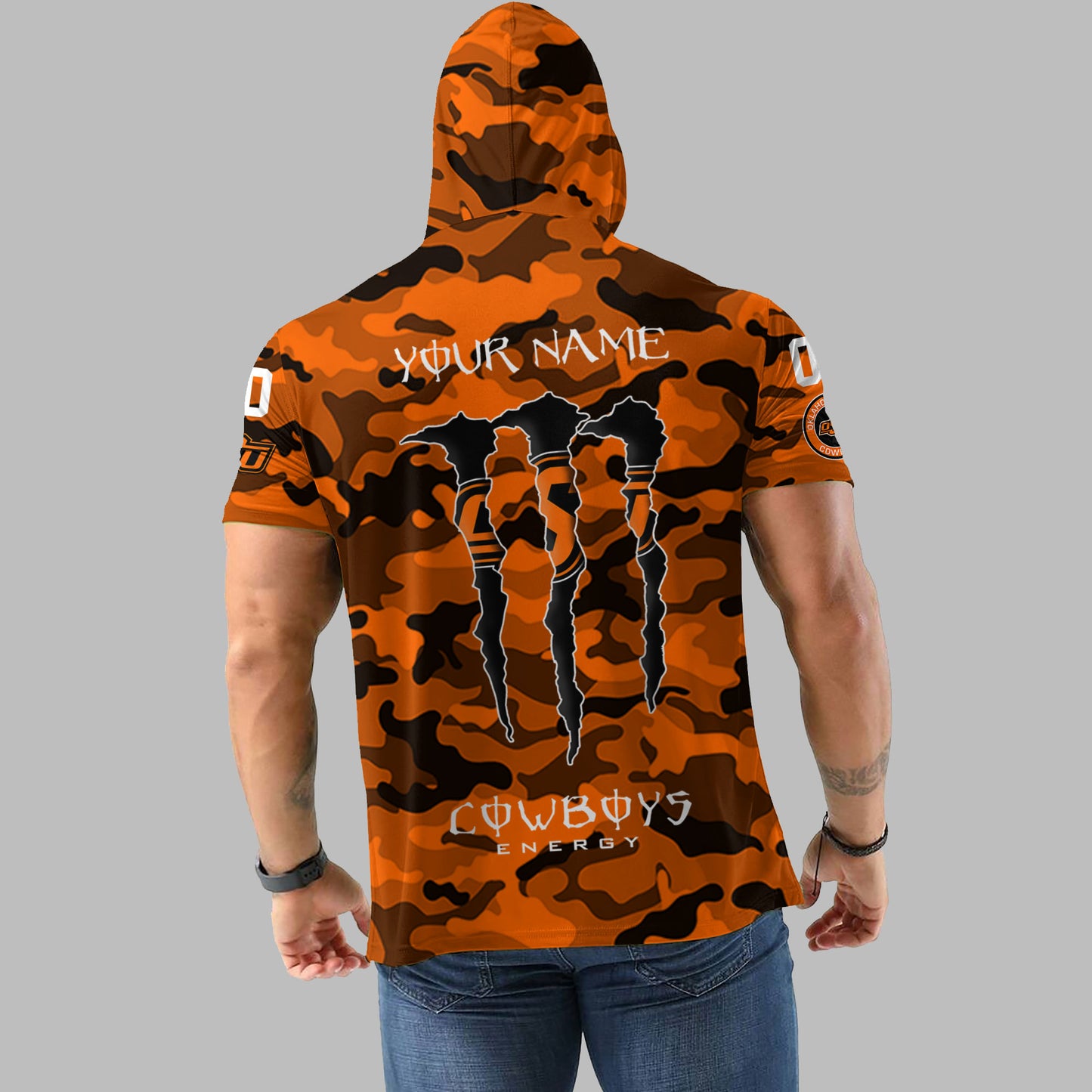 Oklahoma State Cowboys Personalized Camo Short Sleeve Hoodie AZBTSSHD000028
