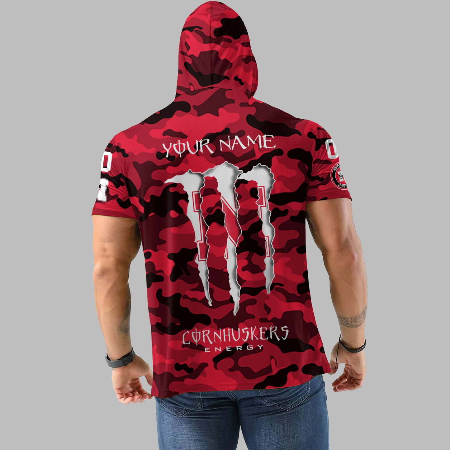 Nebraska Cornhuskers Personalized Camo Short Sleeve Hoodie AZBTSSHD000030