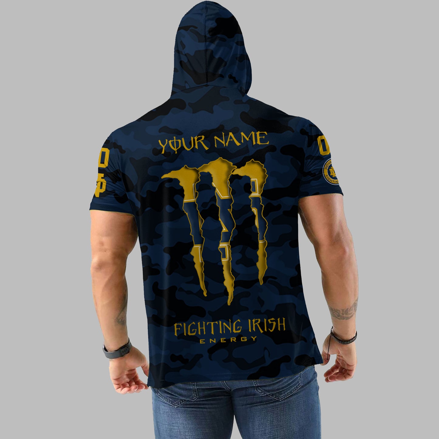 Notre Dame Fighting Irish Personalized Camo Short Sleeve Hoodie AZBTSSHD000034