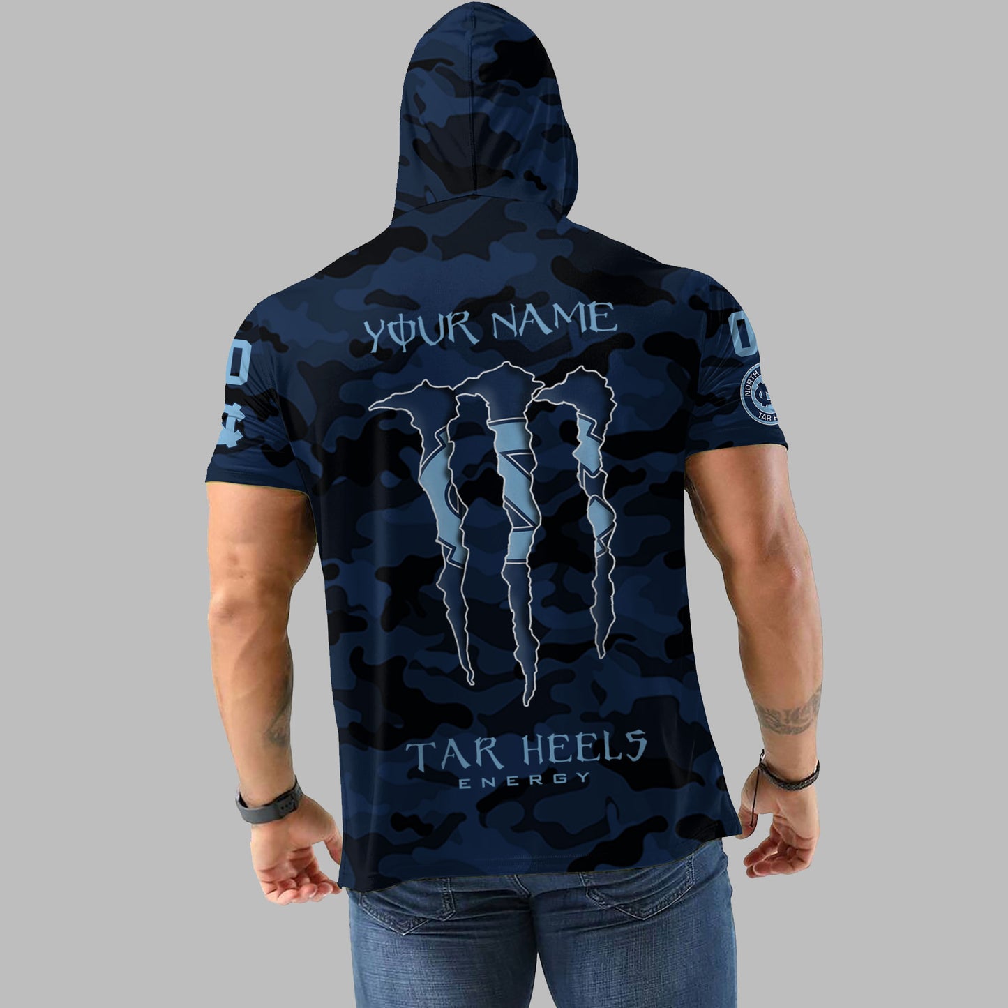 North Carolina Tar Heels Personalized Camo Short Sleeve Hoodie AZBTSSHD000031