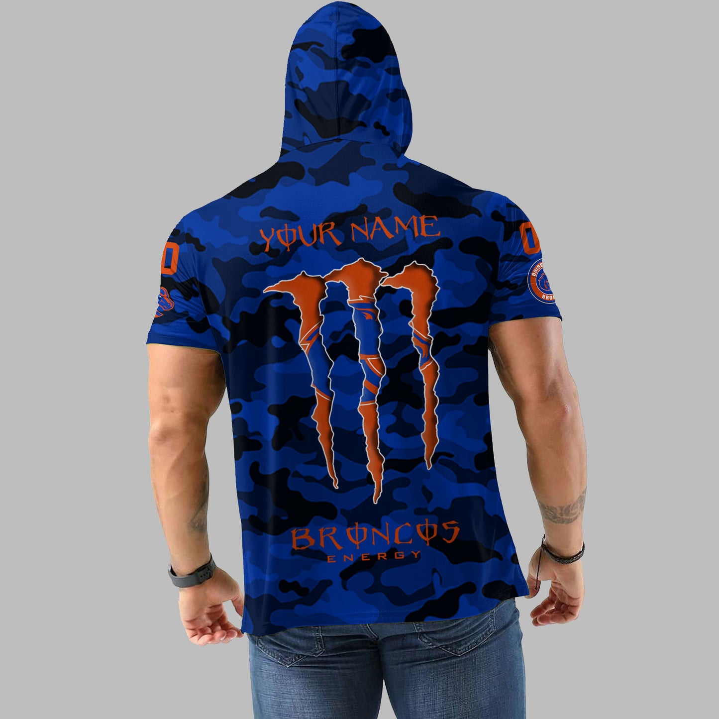 Boise State Broncos Personalized Camo Short Sleeve Hoodie AZBTSSHD000012
