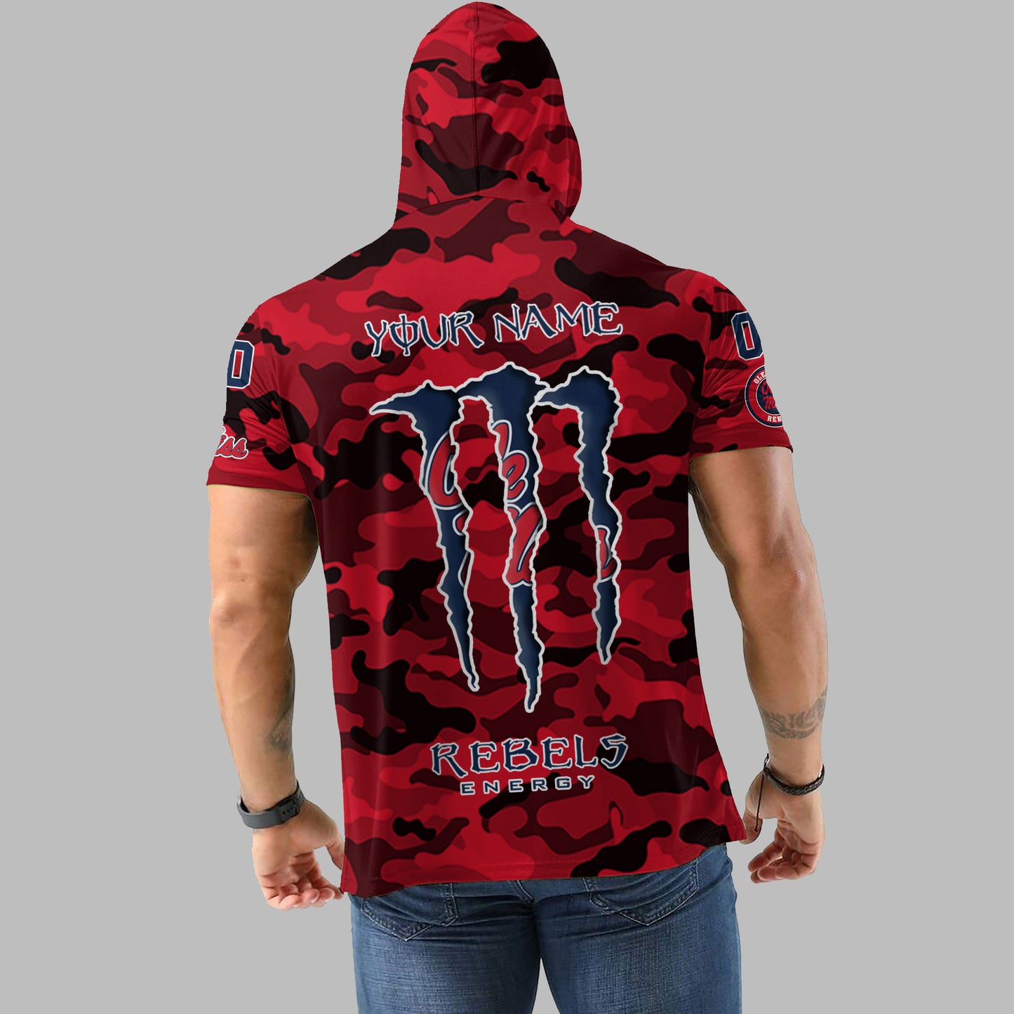Ole Miss Rebels Personalized Camo Short Sleeve Hoodie AZBTSSHD000001