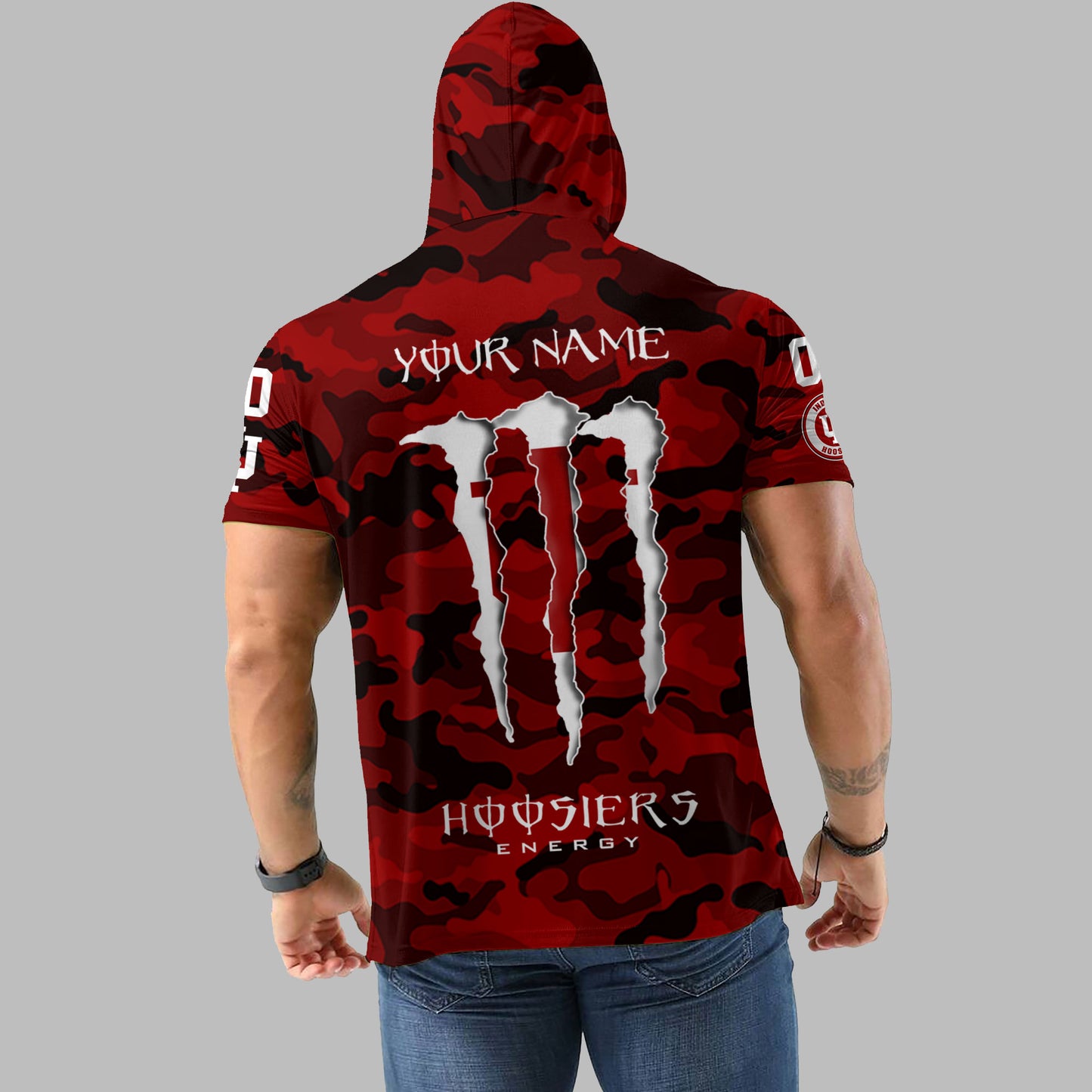 Indiana Hoosiers Personalized Camo Short Sleeve Hoodie AZBTSSHD000006