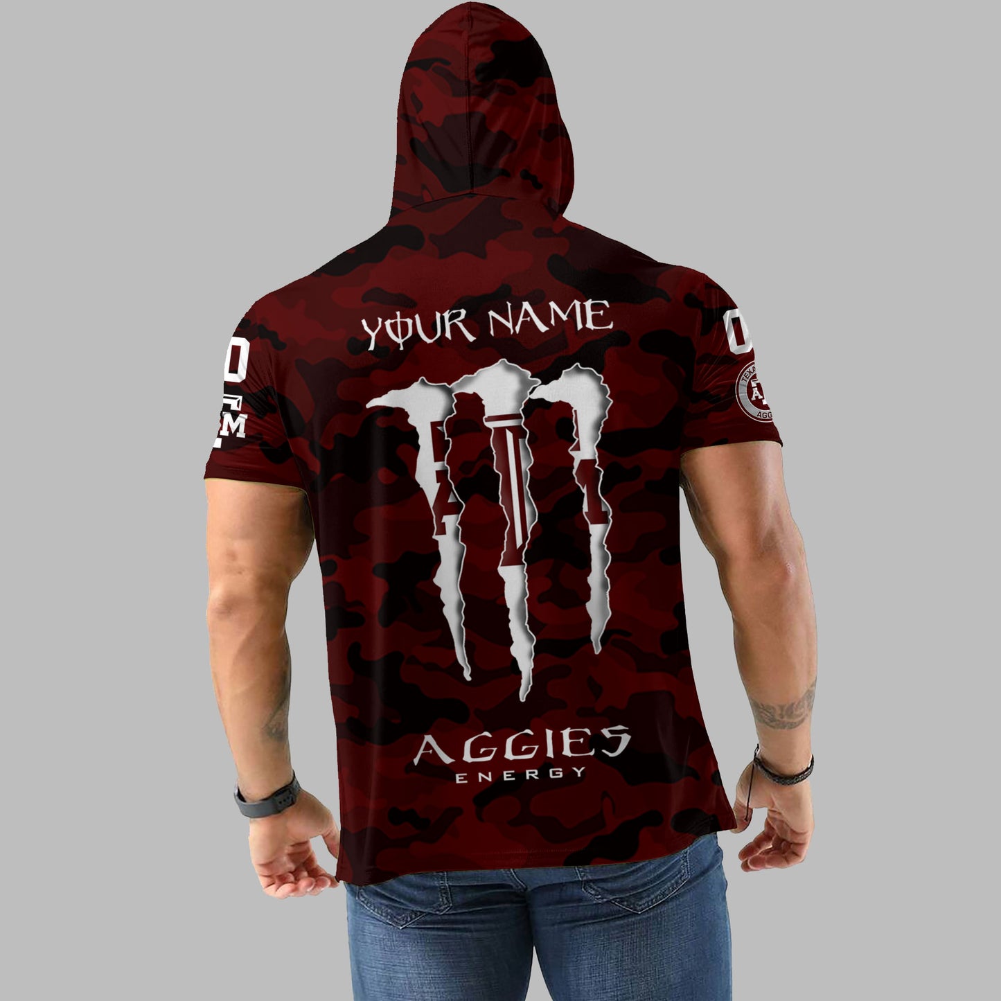 Texas A_M Aggies Personalized Camo Short Sleeve Hoodie AZBTSSHD000007