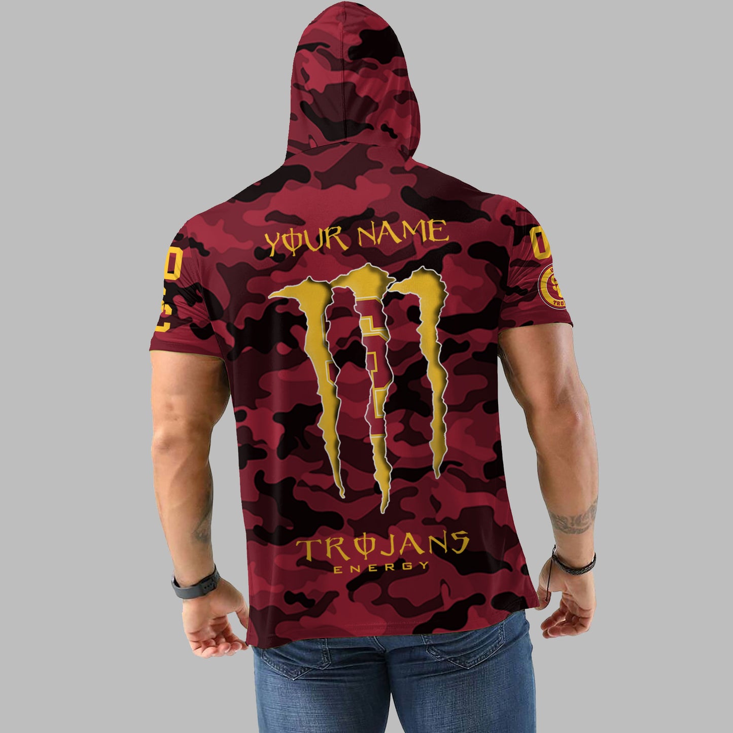 USC Trojans Personalized Camo Short Sleeve Hoodie AZBTSSHD000010